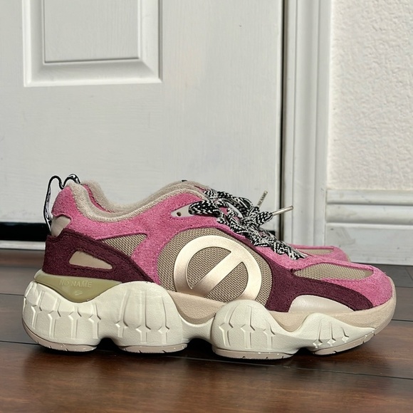 No Name Krazee Runner Sneakers size 38 Chunky Shoes Suede Knit LogoPink New